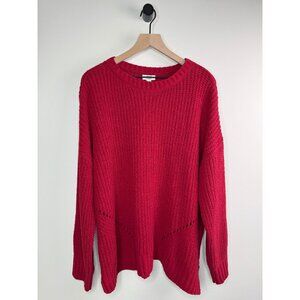 NWOT True Craft Red Sweater Crewneck Relaxed Fit Plus 2X Valentine's Day Casual